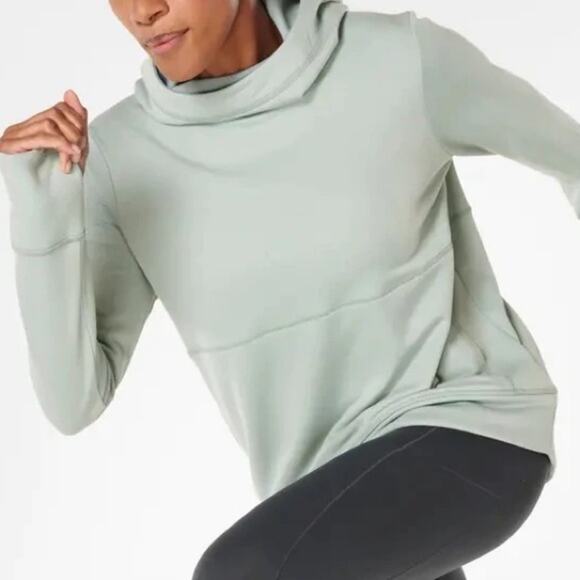 Sweaty Betty Mirage Green Galvanise Thermal Sweat Wicking Running Hoodie SzM NWT - Picture 1 of 16